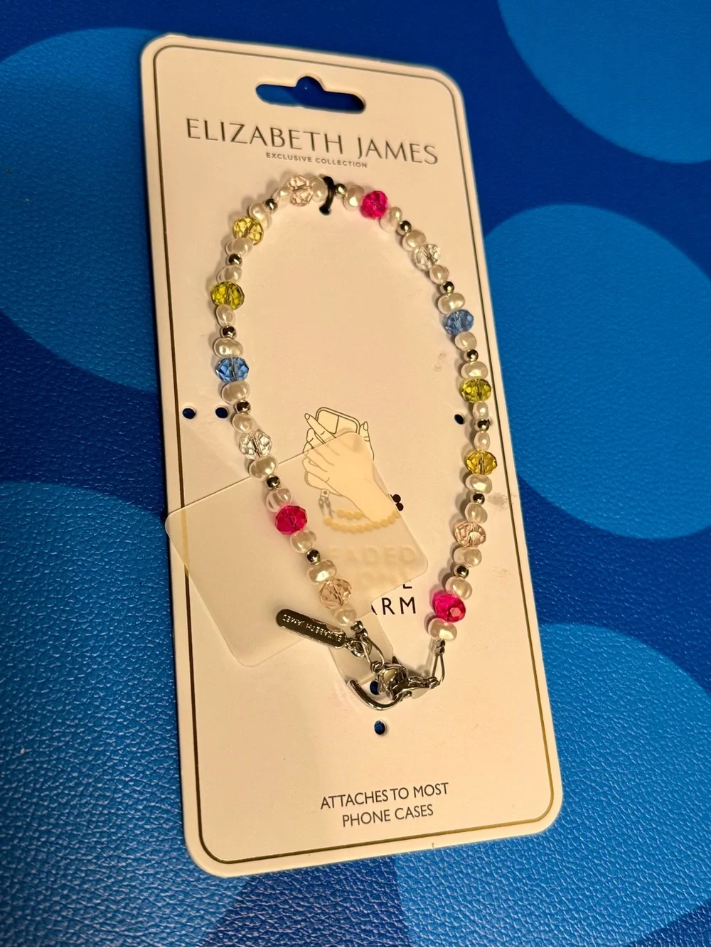 NWT Elizabeth James Phone Charm (Pearl Rainbow Color)